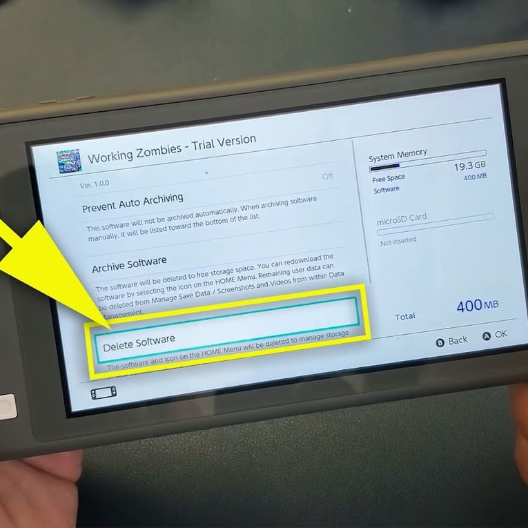 delete games on nintendo switch