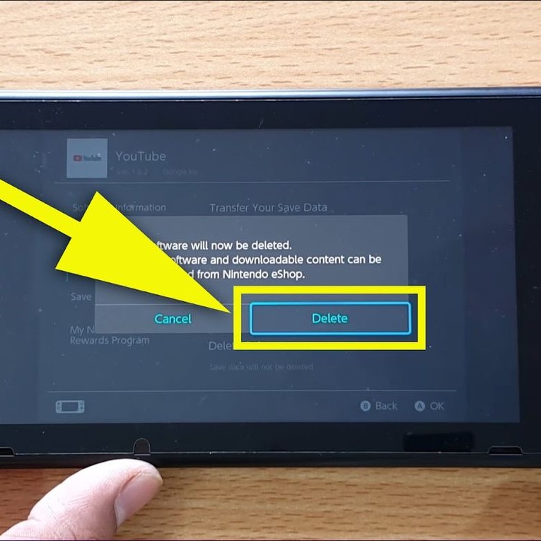 delete games on nintendo switch