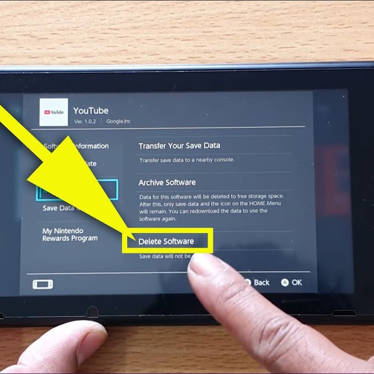 delete games on nintendo switch