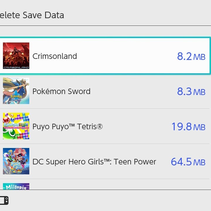 delete save data on switch