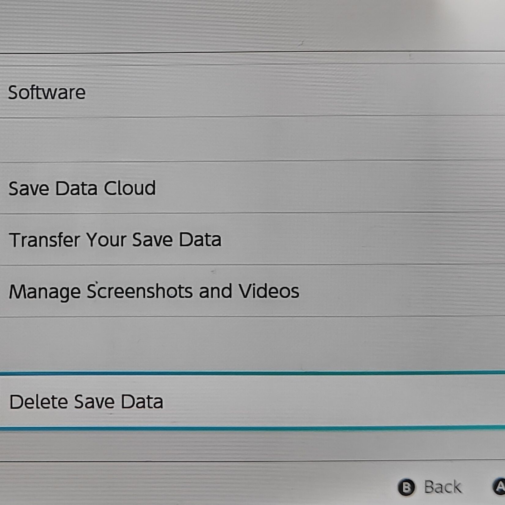 delete save data on switch
