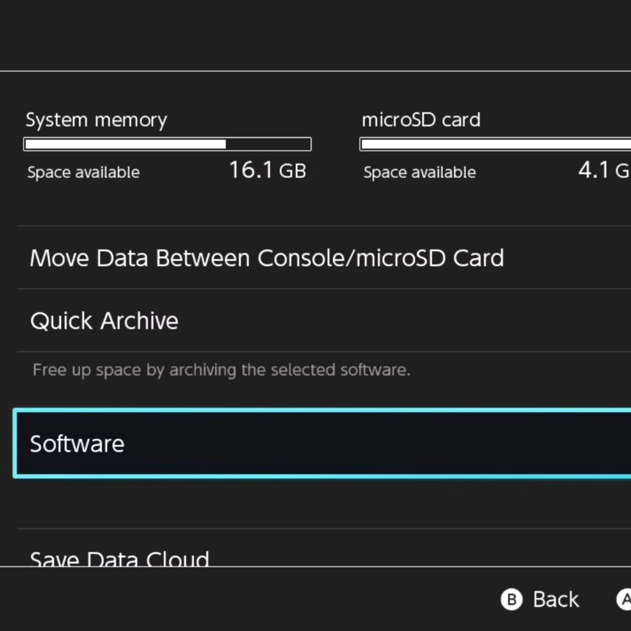 archiving software on switch